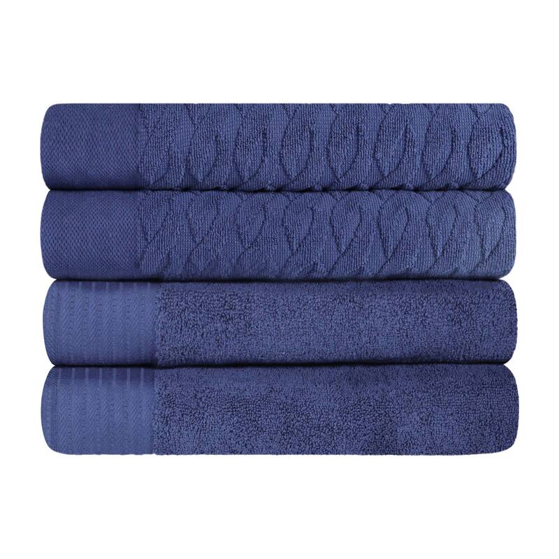 Turkish Cotton Herringbone and Solid Bath Towel Set by Superior