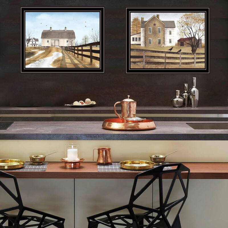 2-Piece Framed Wall Art Set - Grandpa's Barn & Autumn Afternoon, Black Frame