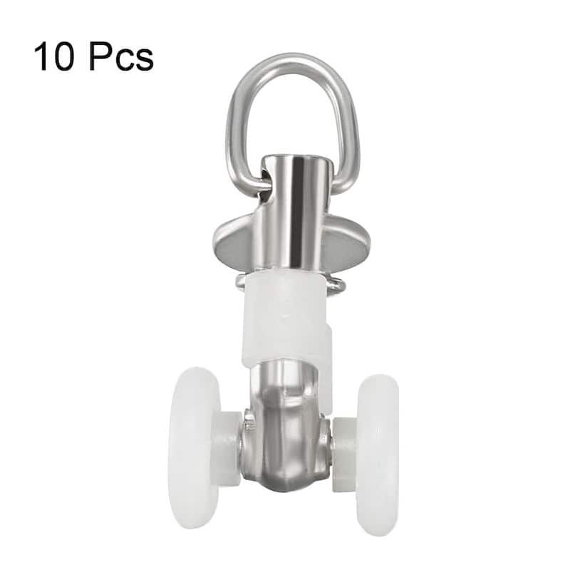 Curtain Track Rollers Plastic Twin Wheeled Carriers 10.5mm Dia 10 Pcs - White