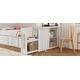 preview thumbnail 16 of 14, White Twin Size Wood Platform Bed with Desk, Kids Daybed with 3 Drawers and Storage Shelf