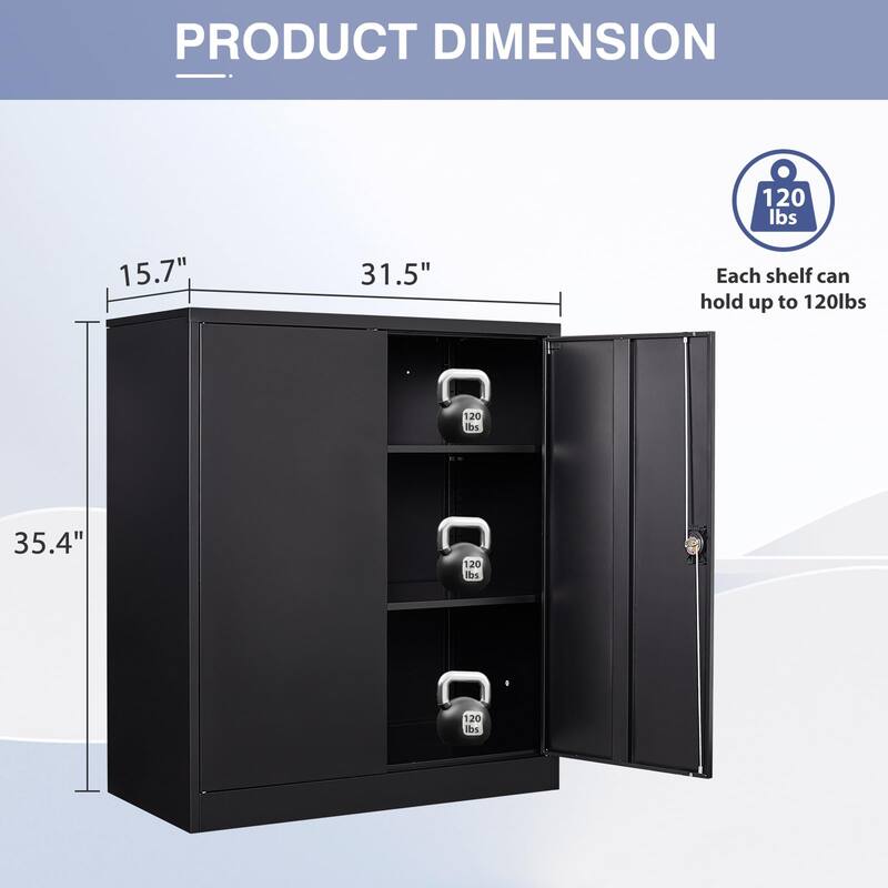 Metal Storage Cabinet with Locking Doors and Adjustbale Shelves for Garage, Home Office,School,Gym