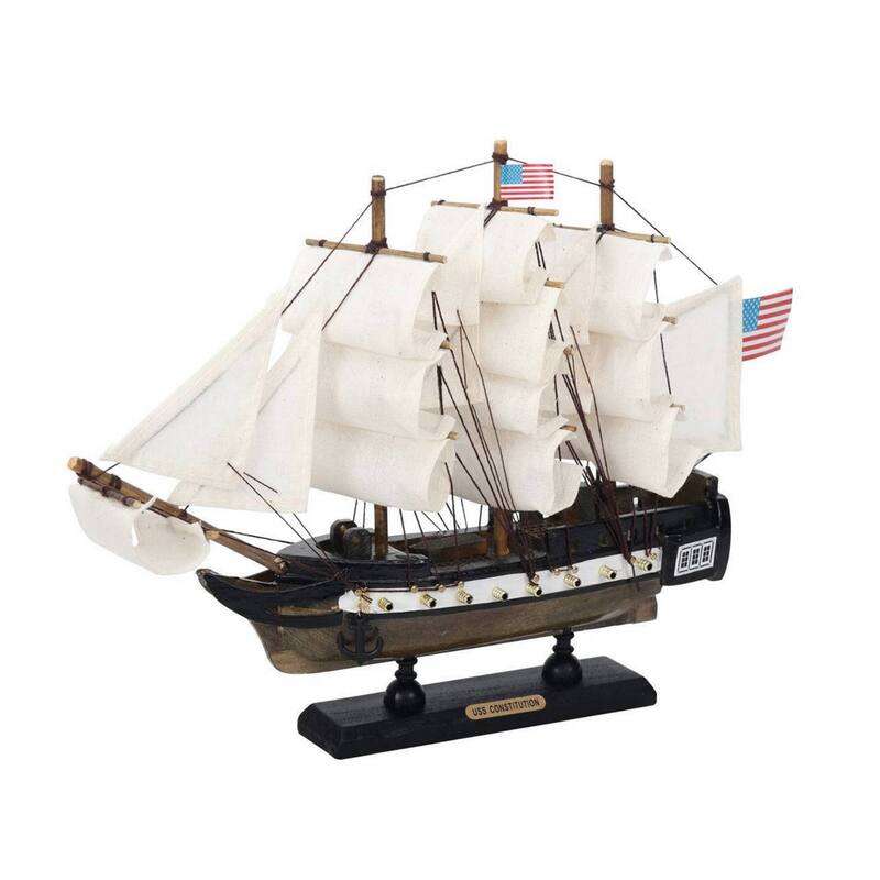 12" Wooden USS Constitution Limited Tall Ship Model Ideal Addition to Desk, Shelf or Table - 12" L x 2" W x 9" H
