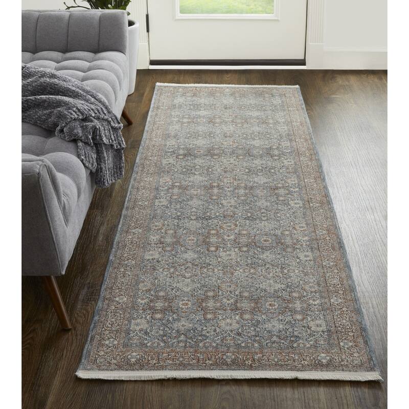 Weqe Power Loomed Floral Stain Resistant Area Rug By HomeRoots - 12' Runner