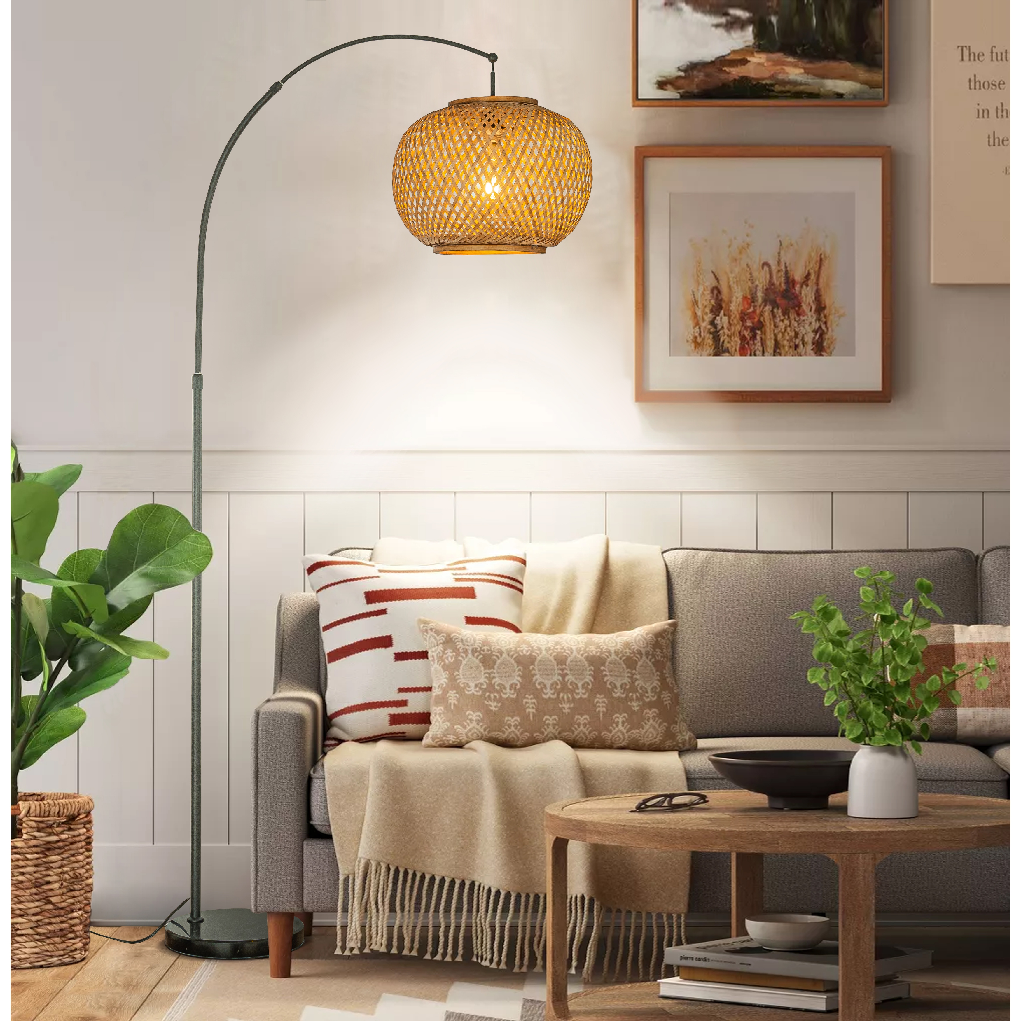 Gold curved floor lamp top