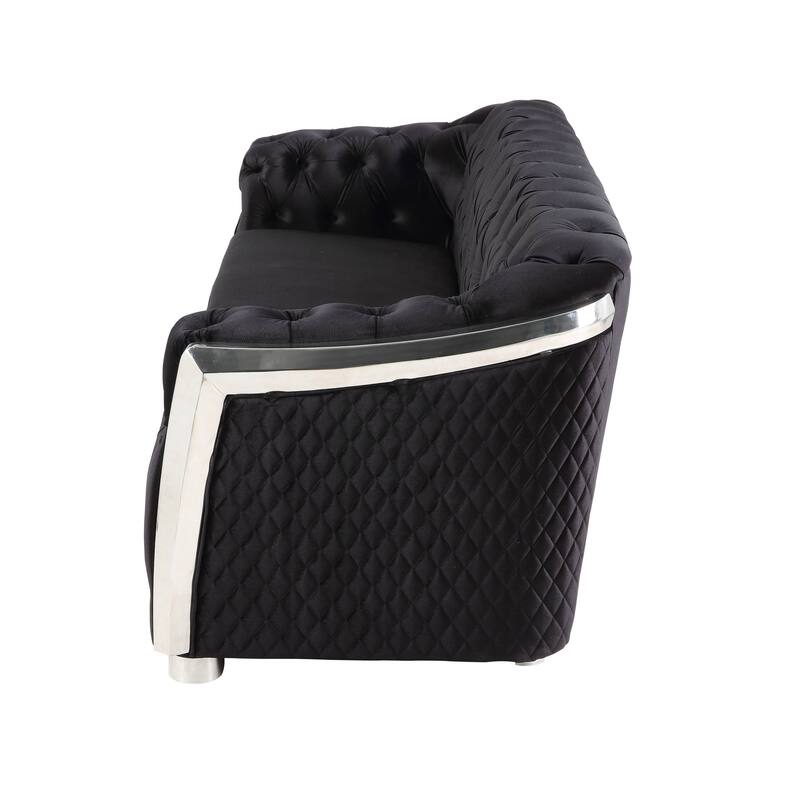 Gregory Black and Chrome Button-Tufted Accent Chair