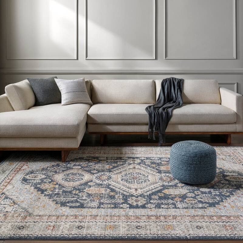 Livabliss Beckham Center Medallion Area Rug - Black - 5' x 7' 5"