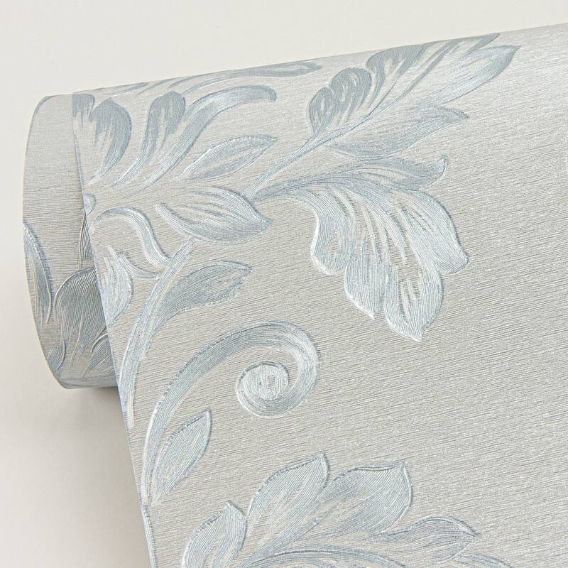 Sirpi Antonella Light Blue Scroll Wallpaper - 20.9 x 396 x 0.025