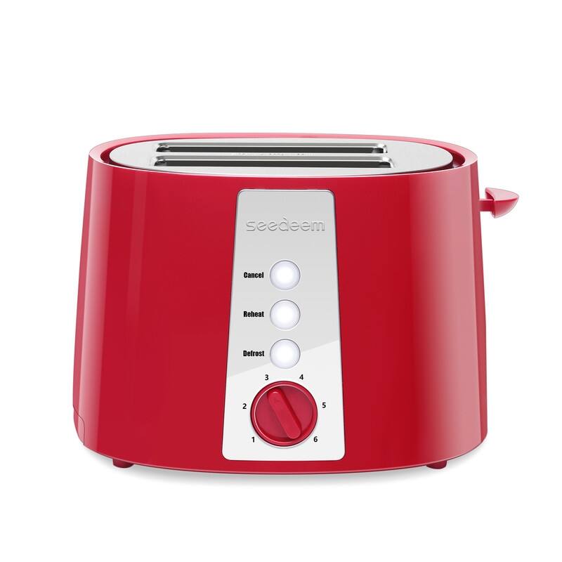 Toaster 2 Slice,6 Shade Settings, Removable Crumb Tray, 750W - Red