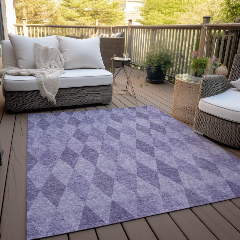Mafi Modern Geometric Weather Resistant Blended Style Outdoor Rug