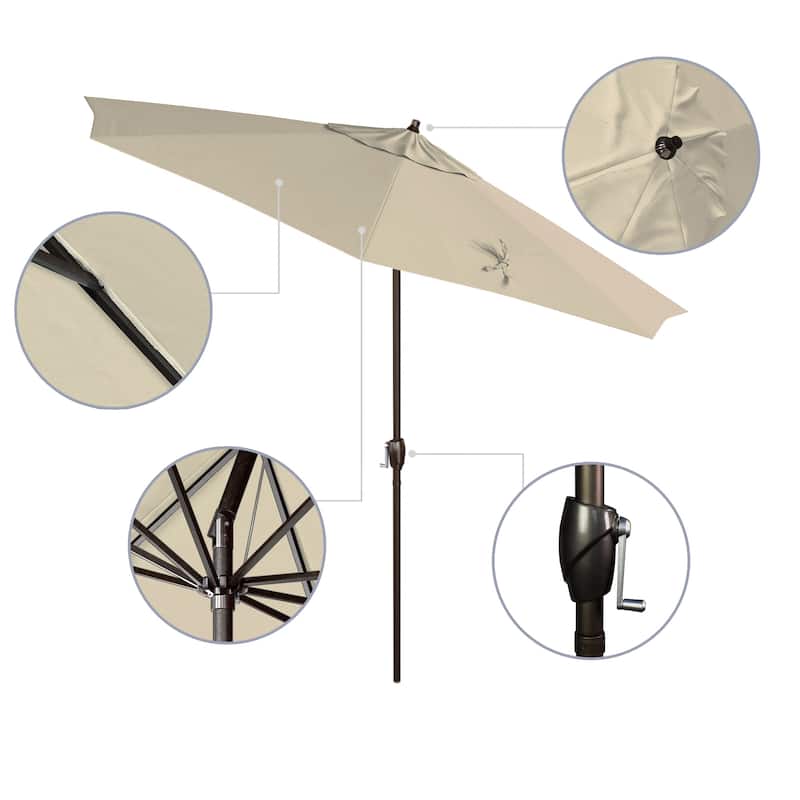 North Bend 9-foot Crank Open Auto-tilt Bronze Finish Patio Umbrella by Havenside Home (Base not included)