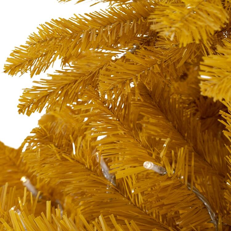 Maria Gold Christmas Tree Prelit, Realistic Artificial Christmas Tree with Lights