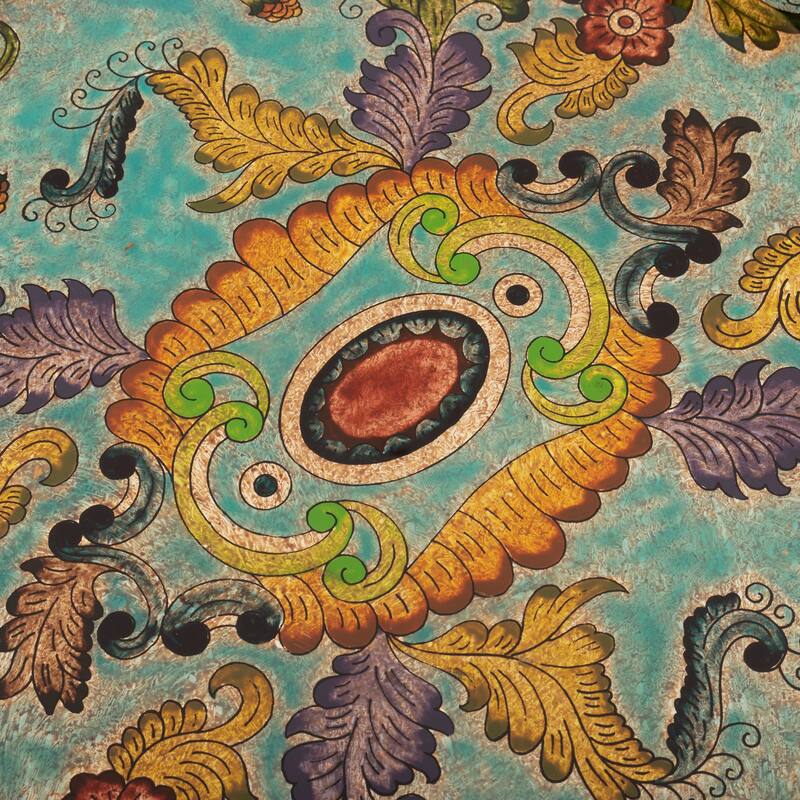 Novica Handmade Baroque Reef Reverse-Painted Glass Tray