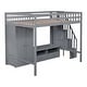 preview thumbnail 26 of 26, Full Size Loft Bed Frame with Wardrobe, Low Storage Table and Storage Staircase, Solid Wood Loft Bed Frame, No Box Spring Needed