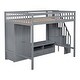 preview thumbnail 12 of 22, Full Size Loft Bed with Wardrobe, Storage Table & Staircase, Grey - Easy Assembly