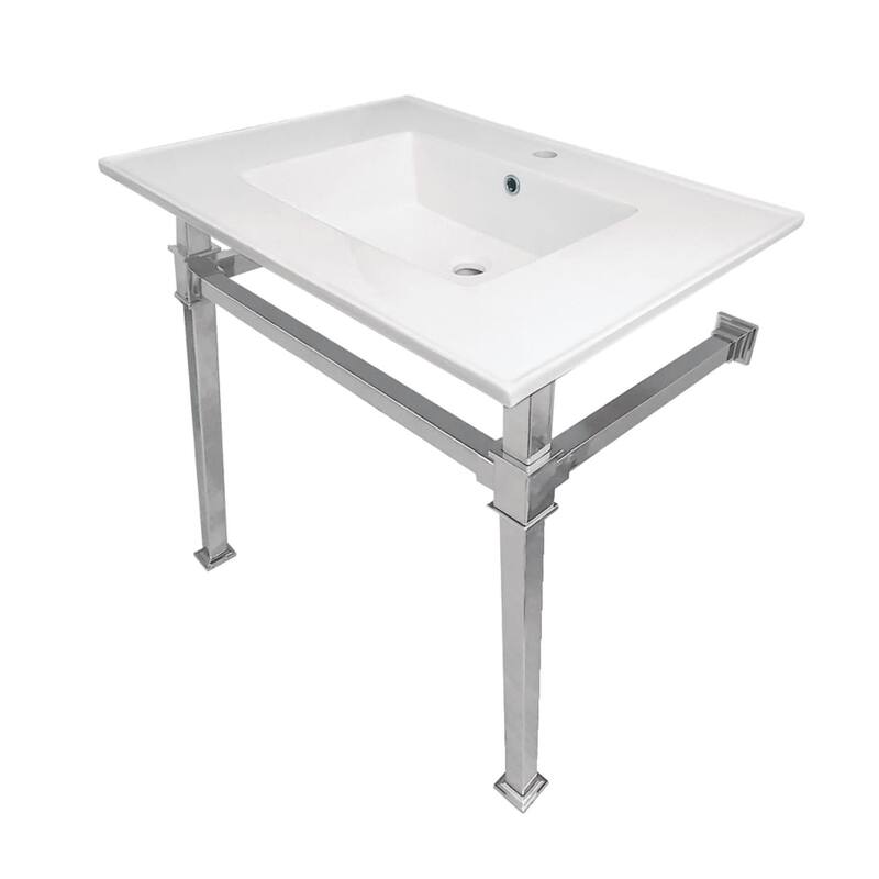 Kingston Brass Monarch 31" Wide Console Sink Set - White / Polished Chrome