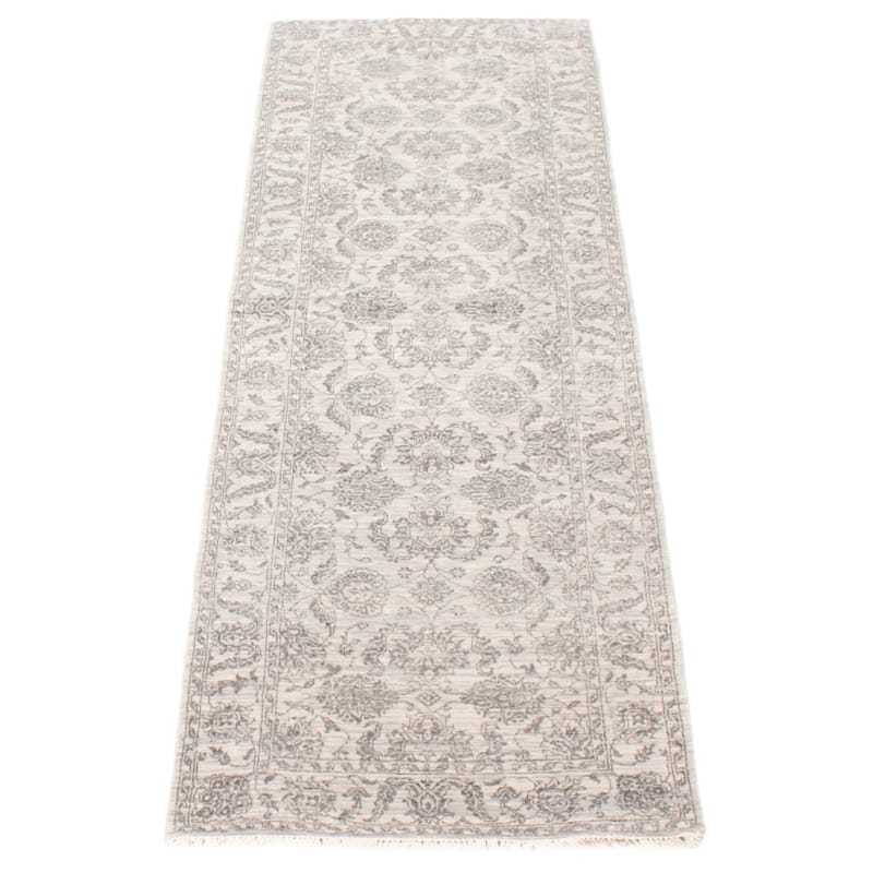 ECARPETGALLERY Hand-knotted Heritage Grey Silk, Wool Rug - 2' 7" x 8' 7"