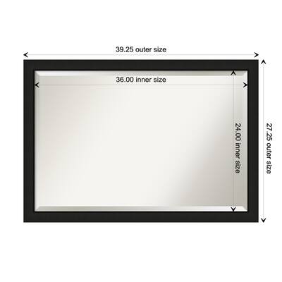 Midnight Black Narrow Beveled Wood Framed Bathroom Vanity Wall Mirror - Midnight Black Narrow