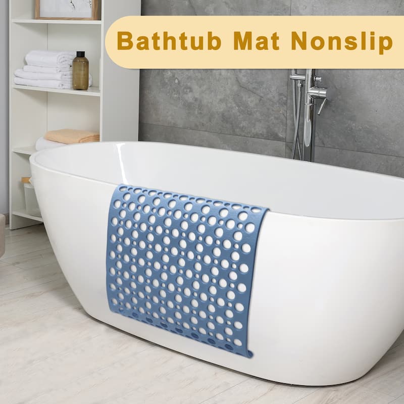 Nonslip Bathtub Mat, Bathtub Shower Mat, Bath Mat with Drain Hole and Suction Cups