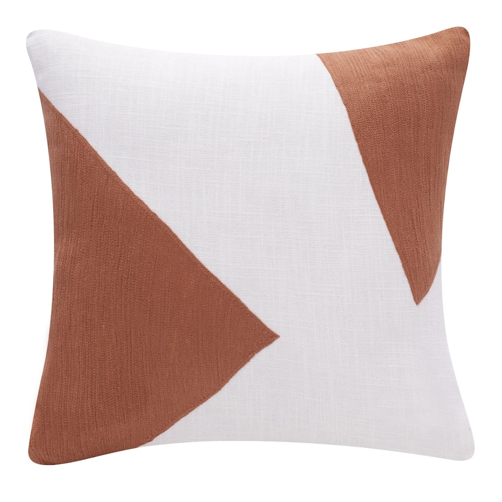 Handmade Geometric Color Block Square Throw Pillow - 20" - Brown and White