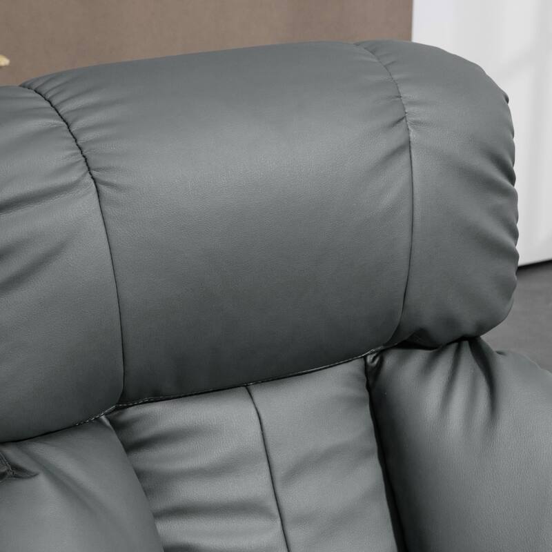 PU Leather Vibration Massage Recliners , with Footrest and Side Pockets, Manual Tilt Backrest Adjustment and 360° Rotating Base