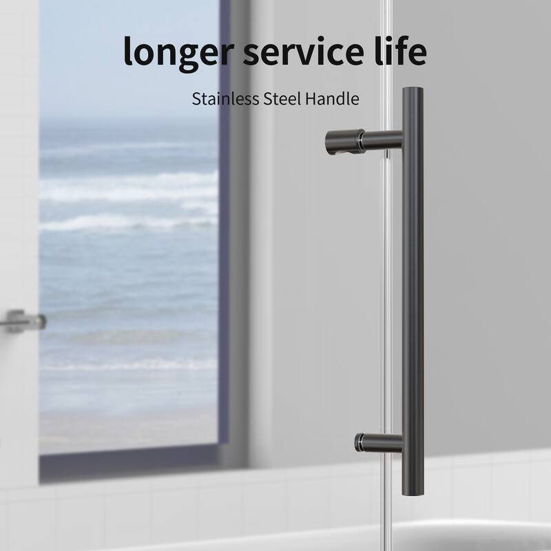 46-48" Frameless Sliding Shower Door with Soft-Close, 8mm Tempered Glass, Adjustable Single Bypass Design - 48x76"