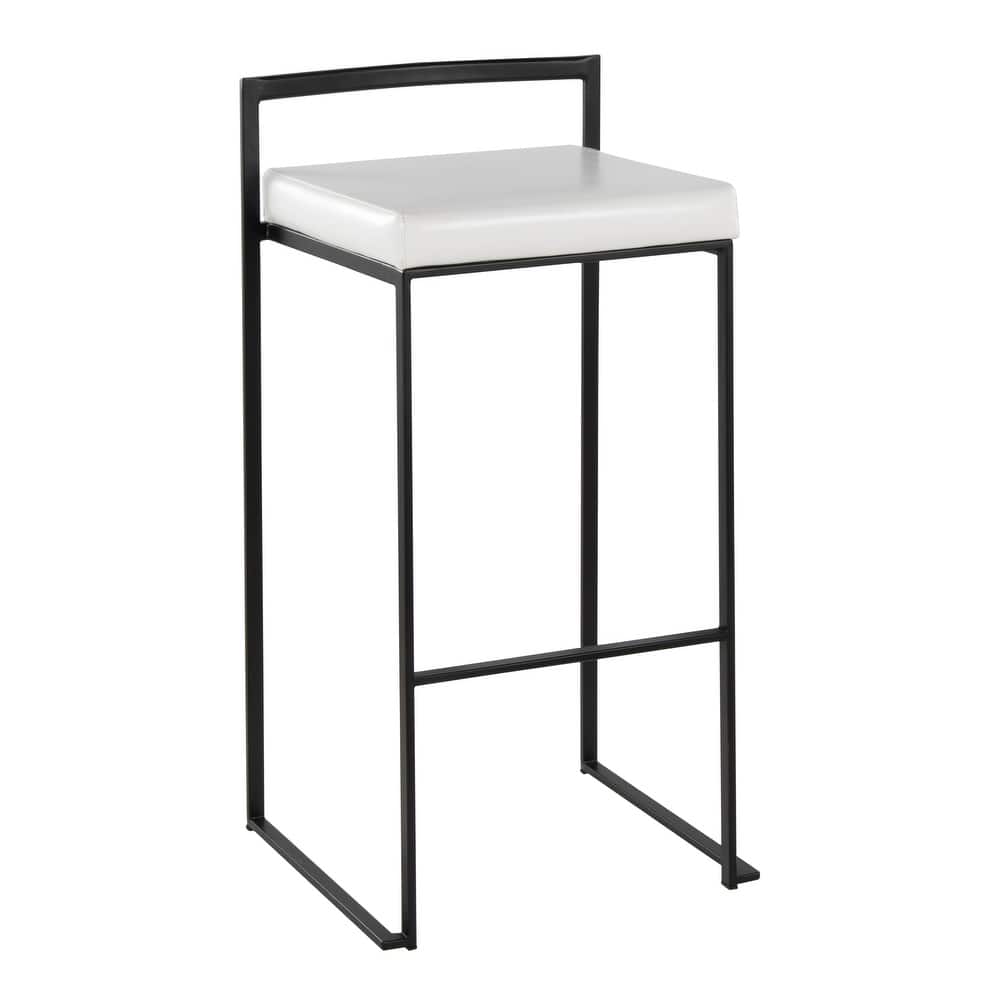 Porch & Den Forrest 30" Black Stackable Fully Welded Bar Stool (Set of 2)