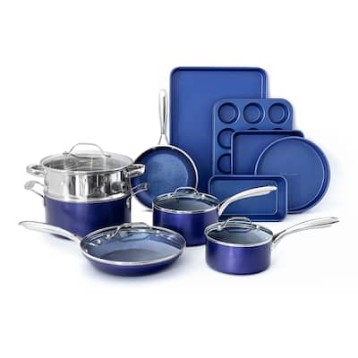 Granitestone Blue Nonstick 15 Piece Cookware and Bakeware Set