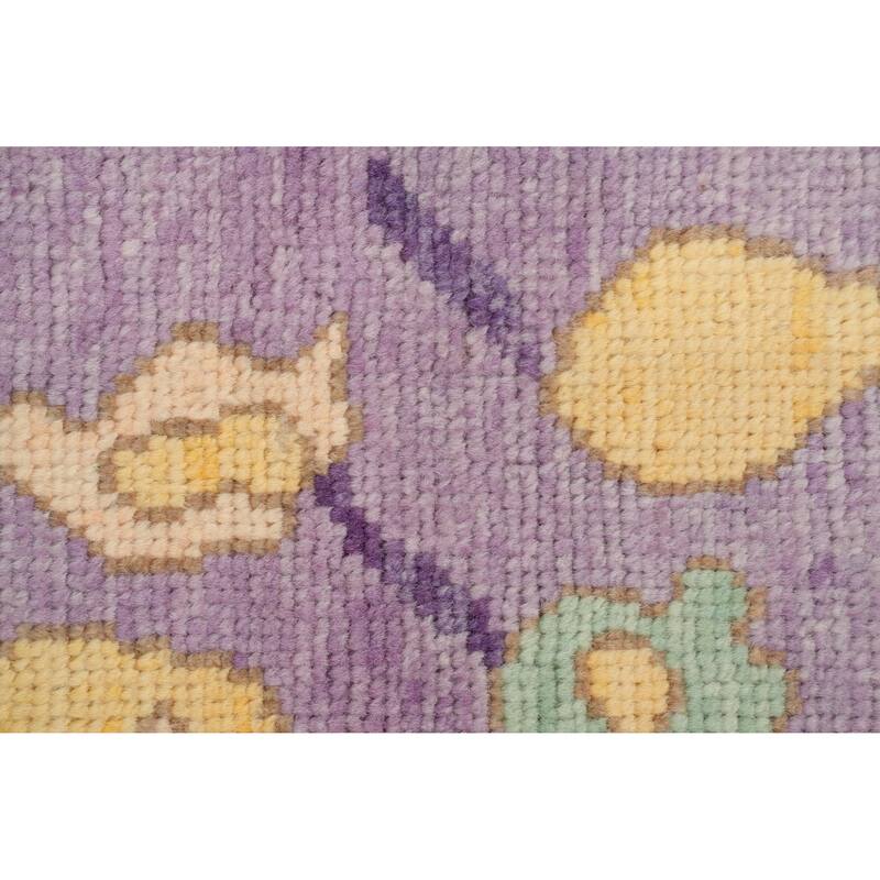 Hand Knotted Oriental 100% Wool Carpet Transitional Geometric Purples Oushak Area Rug - 8' 6'' X 6' 1''