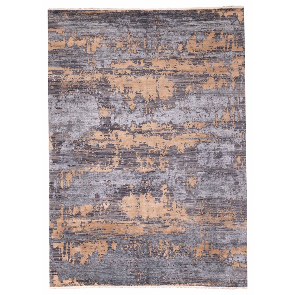 ECARPETGALLERY Hand-knotted Legacy Dark Grey Silk, Wool Rug - 8'9 x 11'11