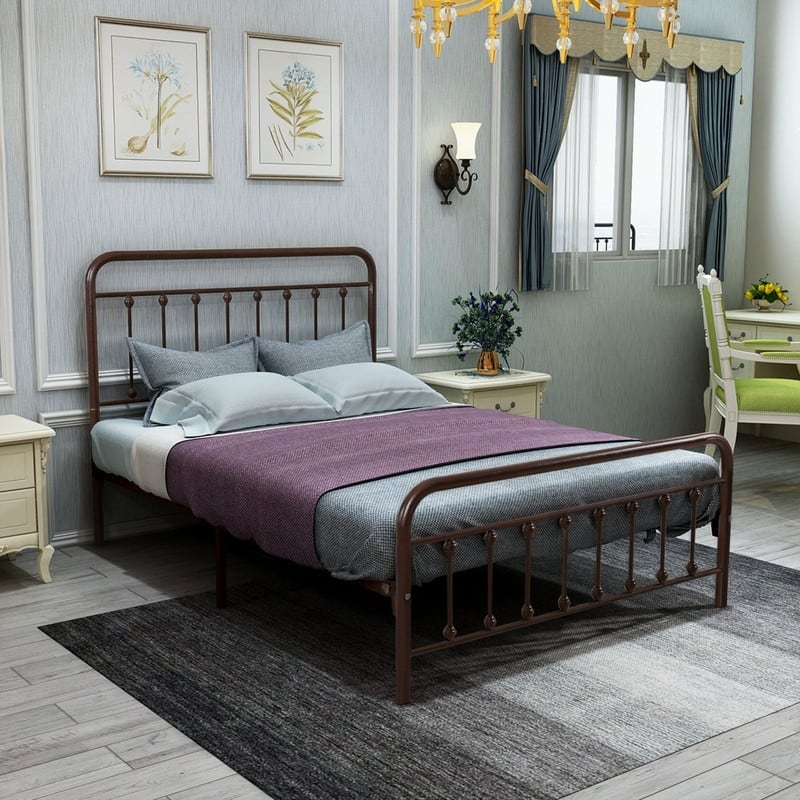 BANSA ROSE Classic Metal Pipe Bed Classic Retro Iron Frame Bed