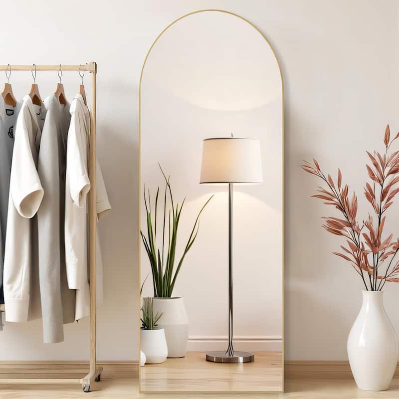 Arched Mirror Full Length, Upgraded 21"x64" Body Wall Mirrors with Shatter-Proof Glass, Floor Standing, Hanging or Leaning