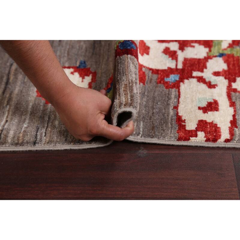 Vegetable Dye Contemporary Abstract Area Rug Hand-knotted Wool Carpet - 5'5" x 7'11"