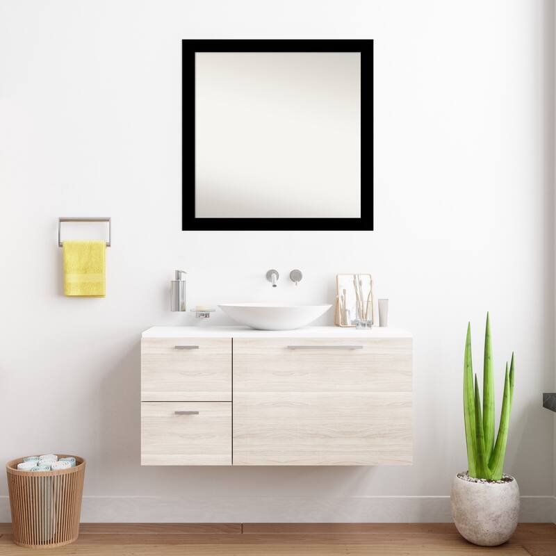 Basic Narrow Non-Beveled Wood Framed Bathroom Vanity Wall Mirror