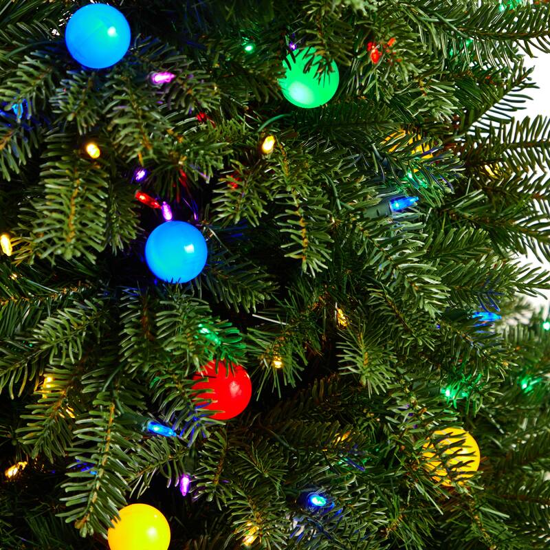 4' Montana Mountain Fir Artificial Christmas Tree with 200 Multi Color LED Lights, 25 Globe Bulbs and 394 Bendable Branches