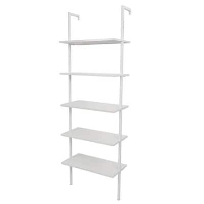 Vertical Freestanding Wooden 5-Tier Ladder Bookcase with Storage Shelves for Living Room or Bedroom