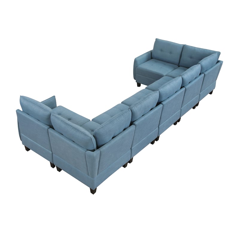 Dorian Textured 7-Piece Sectional Sofa - Storage, Button-Tufted