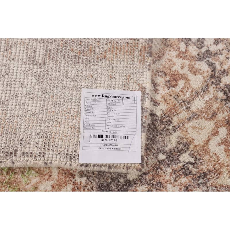 Multicolor Abstract Foyer Rug Hand-Knotted Contemporary Wool Carpet - 2'9"x 4'11"
