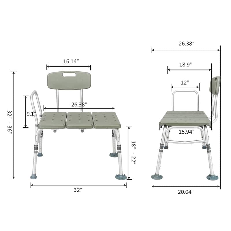 3 Blow Molding Plates Aluminium Alloy Elderly Bath Chair