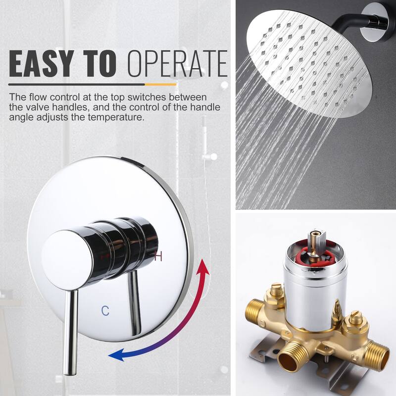 WOWOW Wall Mounted Bathroom Shower Faucet Valve Included