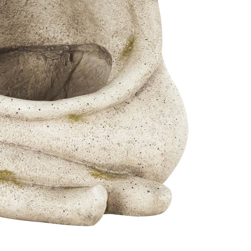 Cream Polystone Sitting Family Indoor Outdoor Planter - 10"W x 12"L x 19"H