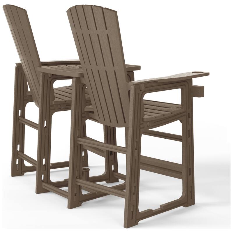 Polytrends Coastline Outdoor Poly Bar Chair Set with Connecting Tray & Cup Holder