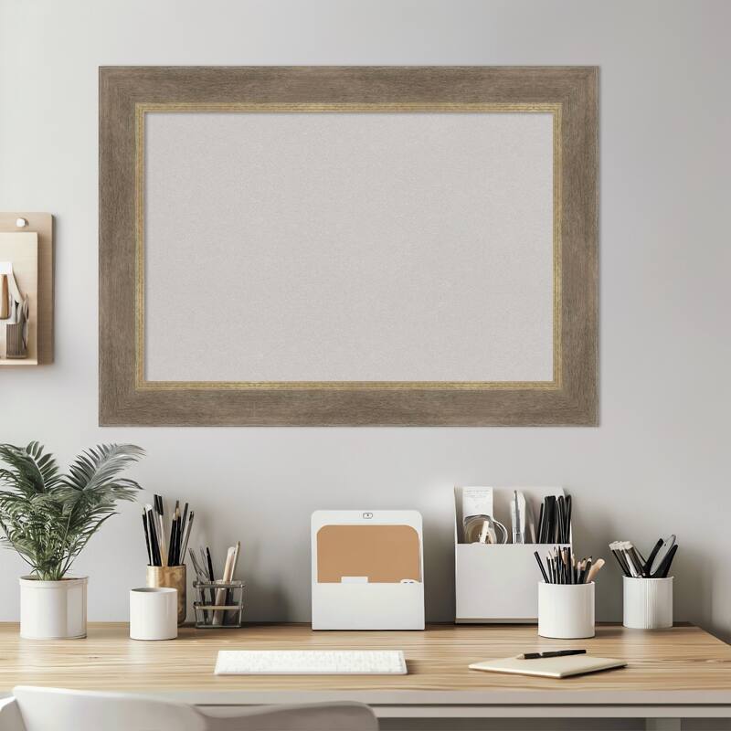 Driftwood Tan Wood Framed Cork Board - Bulletin Board, Organization Board, Pin Board