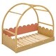 preview thumbnail 24 of 30, Twin Size House Bed Vaulted Roof Bed with Stretchable Trundle & Fence, Unique Adjustable Grounded Bed Twin to King Bed Frame
