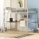 preview thumbnail 24 of 42, Twin/Full Loft Bed with Desk, Metal Twin/Full Size Loft Bed Frame with Shelf and Ladder for Kids Teens Adults