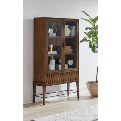 Mid-century Modern Glass Door Bookcase/ Display, Office Bookcase/Display, Accent Bookcase/Display, Brown
