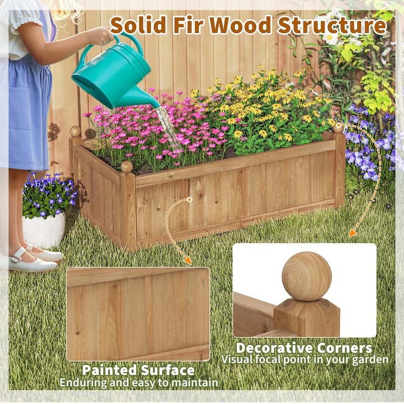 Gymax Raised Garden Bed 46'' x 24'' x 16'' Planter Box w/ 4 Drainage