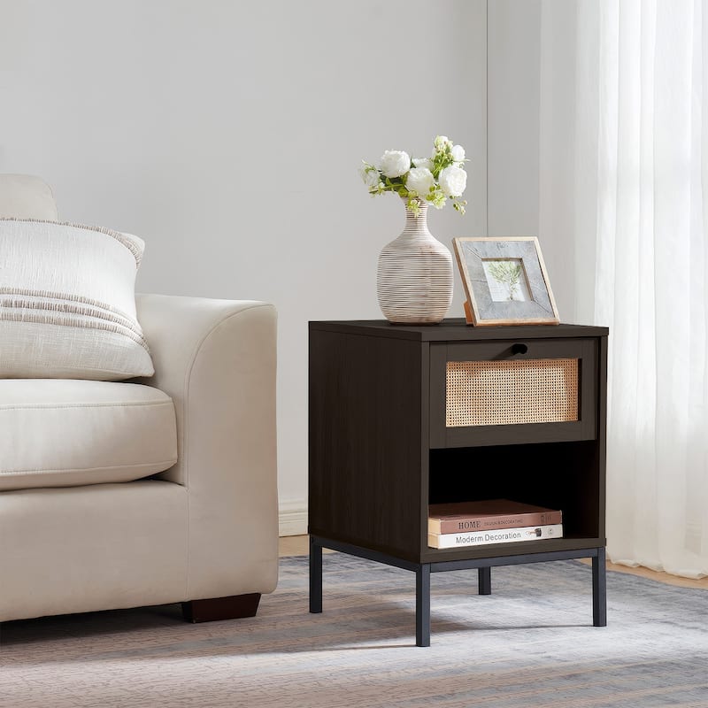 Nestl Wooden Rattan Night Stand