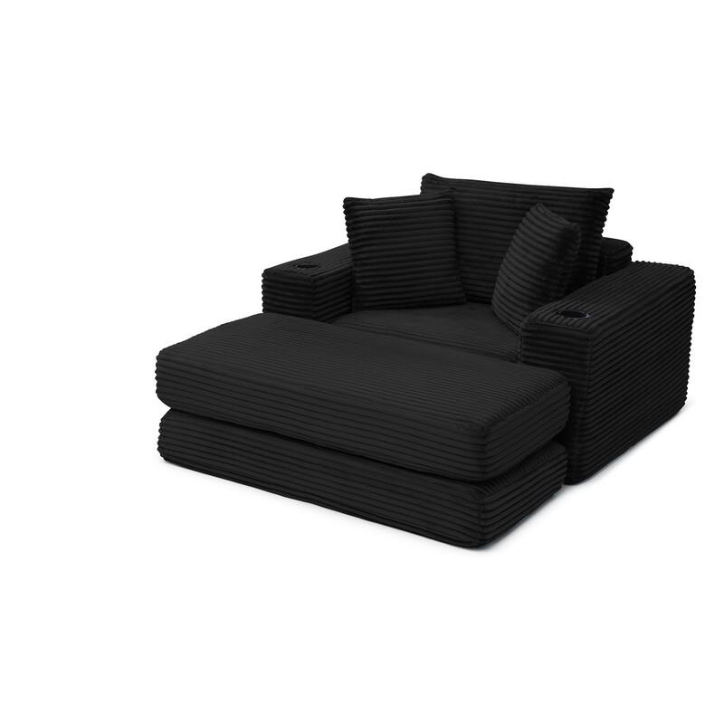 52.4'' Boneless Chaise Lounge Chair Indoor-Oversized Cloud-Like Cozy Comfy Modular 3-in-1 Sofa Bed