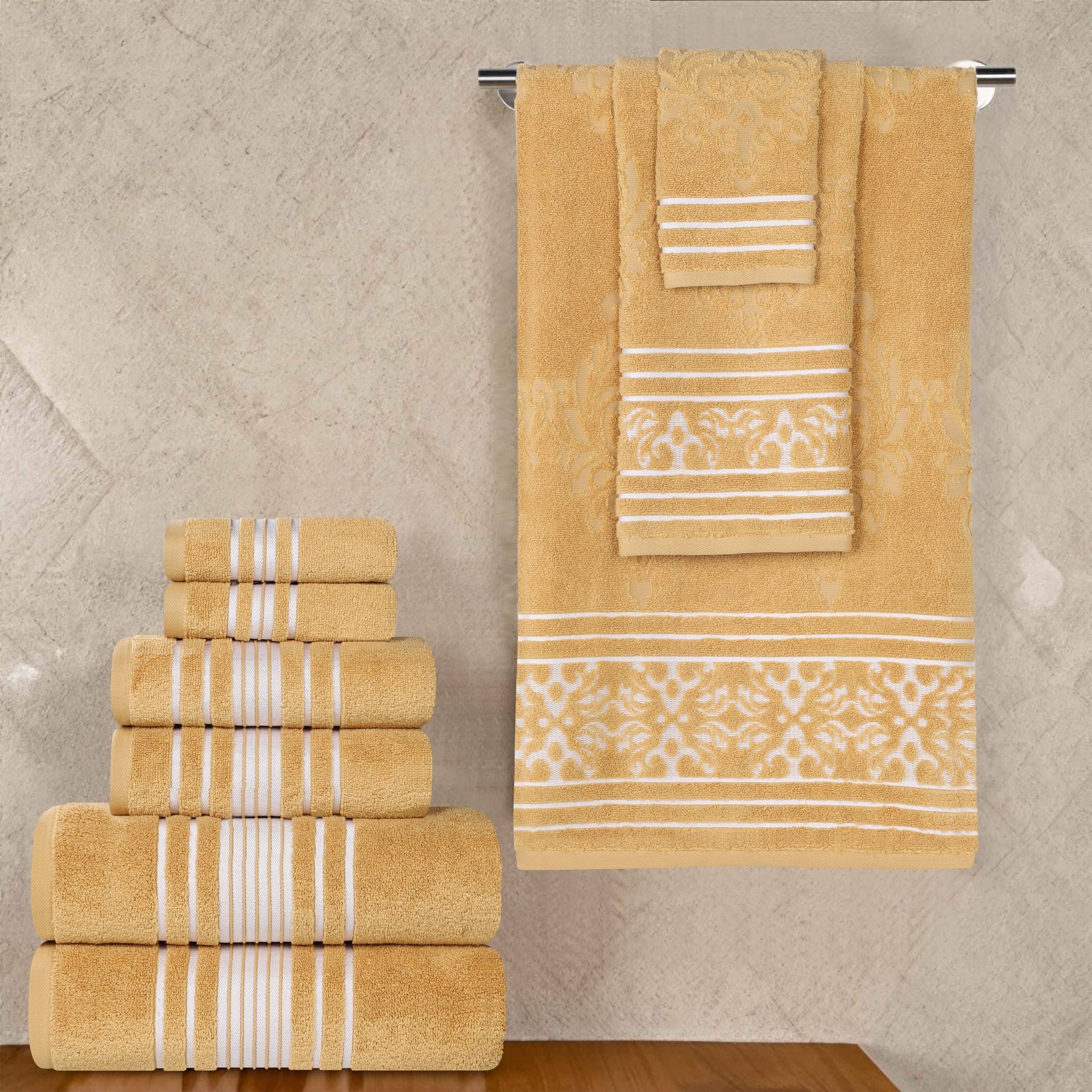 Superior Sadie Zero Twist Cotton Solid and Floral 9 Piece Towel Set