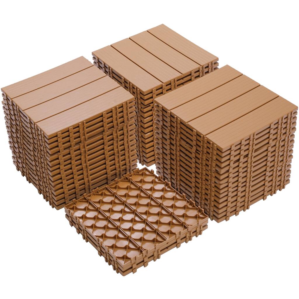 Plastic Interlocking Deck Tiles, 12.00"x12.00"(Pack of 44), Patio Flooring Outdoor Waterproof All Weather Use for Garden
